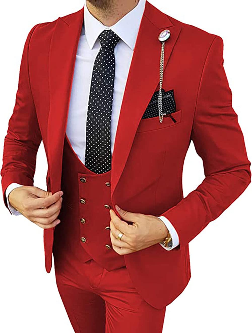 Mens Suits 3 Piece Slim Fit Blazer Vest Pants Sets for Men Suits for Men Wedding Suits