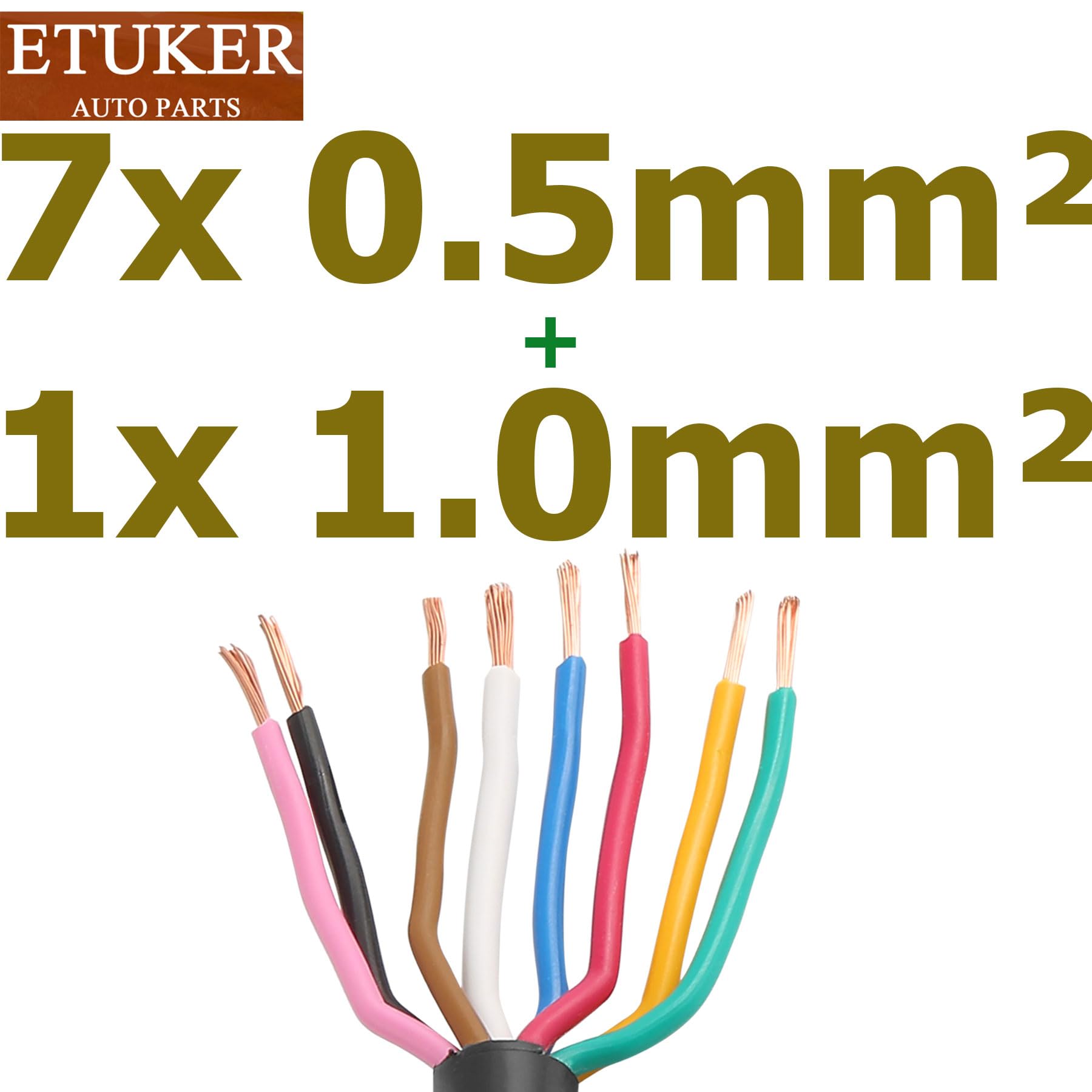 Câble 8 Conducteurs 10M Câble Véhicule 8 Fils Câble Electrique Remorque 7x0.5mm² +1x1mm²Automobile Câble Adaptateur Rond 8 pôles