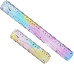 2 Pcs Flexible Ruler 30/15 cm 12/6 inch, Bendy Ruler, Colorful Rulers, Unbreakable Bendable Straight Rulers Dual Scale Metric and Imperial Shatterproof Measuring Tool for School Office Artist Engineer