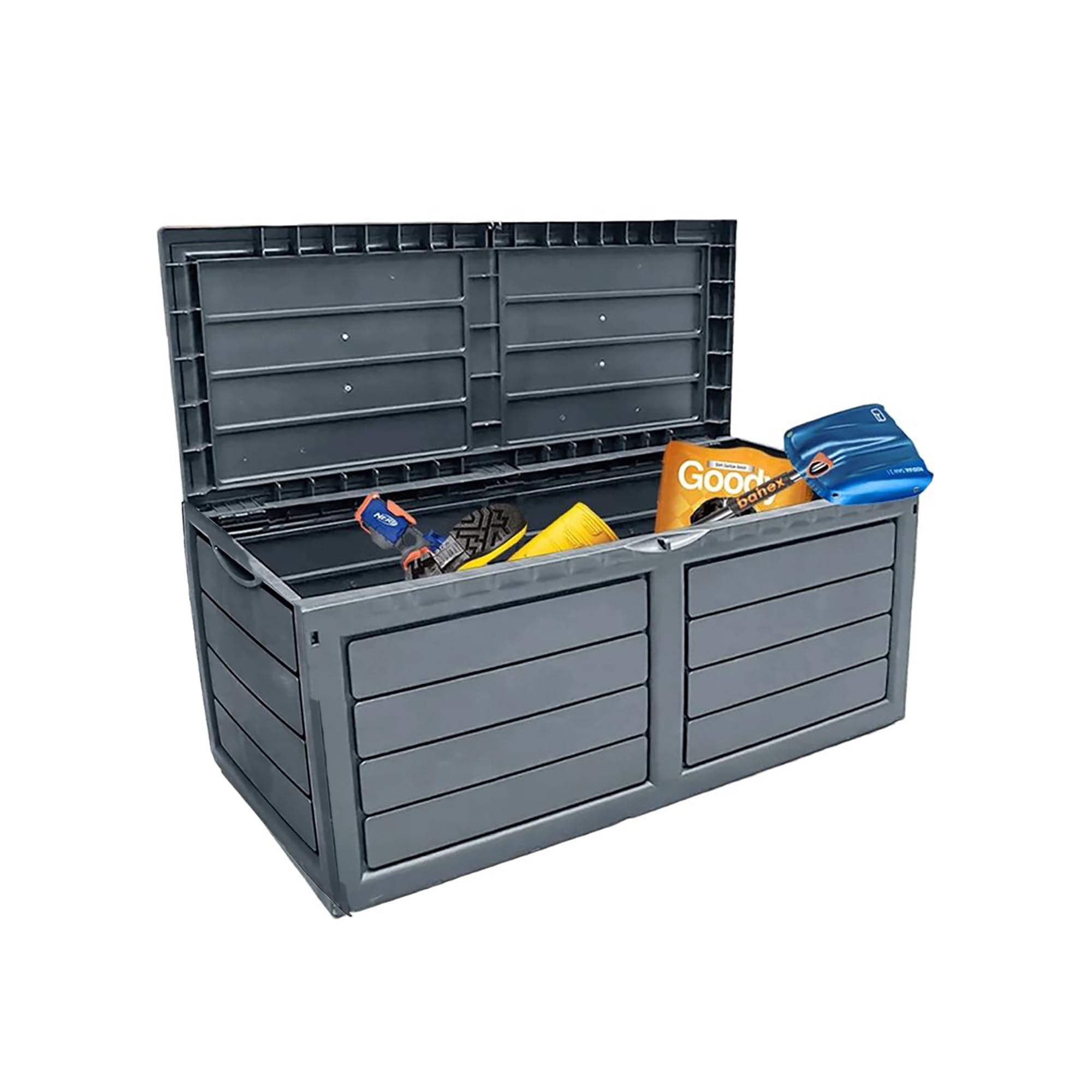 Neo 320 Litre Plastic Waterproof Outdoor Garden Plastic Storage Box Furniture (Dark Grey) — image 1