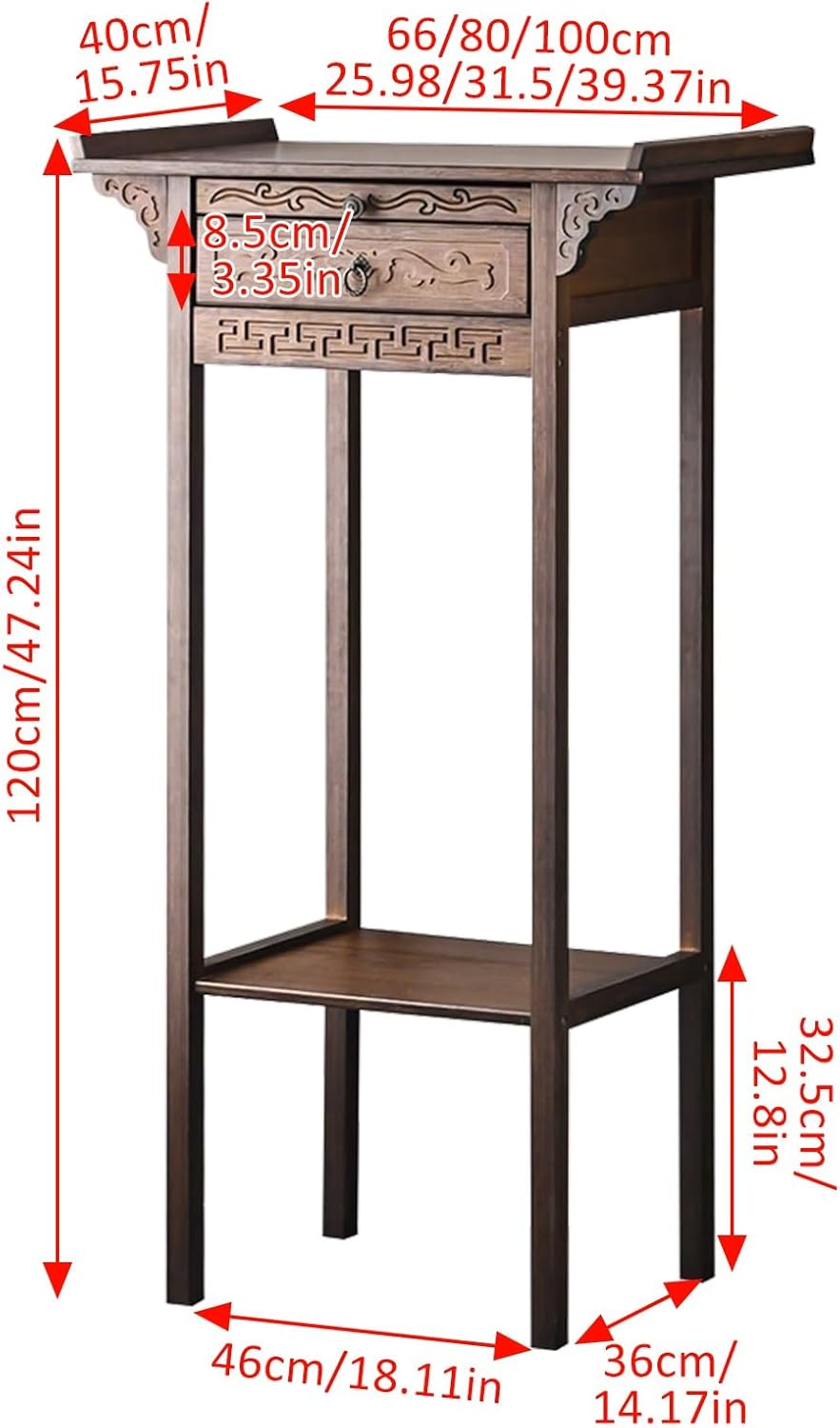 Buddha Altar Shelf Buddhist Niche Chinese Buddhist Altar Shelf Altar Table with Storage Carved Loong Temple Display Cabinet(25.98x15.75x47.24in)