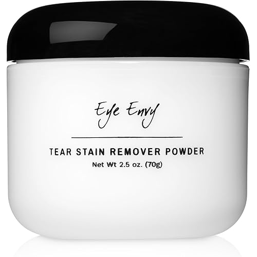 Eye Envy Tear Stain Remover Powder for Dogs and Cats. 100% Natural, Safe. Apply Around Eyes. Absorbs and Repels Tears. Keeps Area Dry. Treats The Cause of Staining. Made in The USA (2.5 oz)