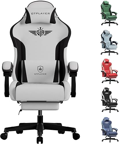 GTPLAYER Silla de juegos, silla de oficina para computadora, soporte lumbar, reposabrazos y reposapiés, silla de juego ergonómica para adultos con