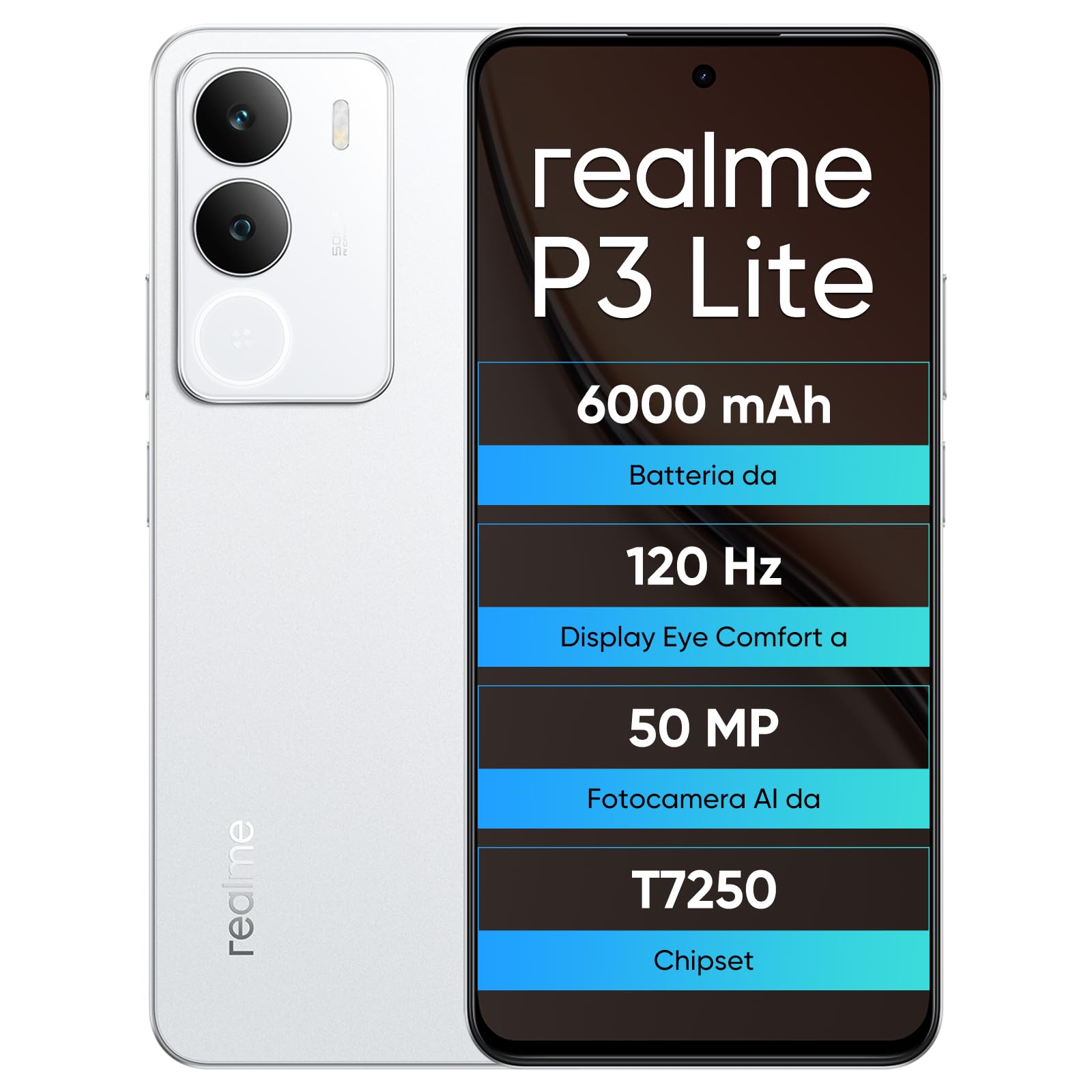 realme P3 Lite Smartphone, 8+256 GB, Display HD+ 6,67