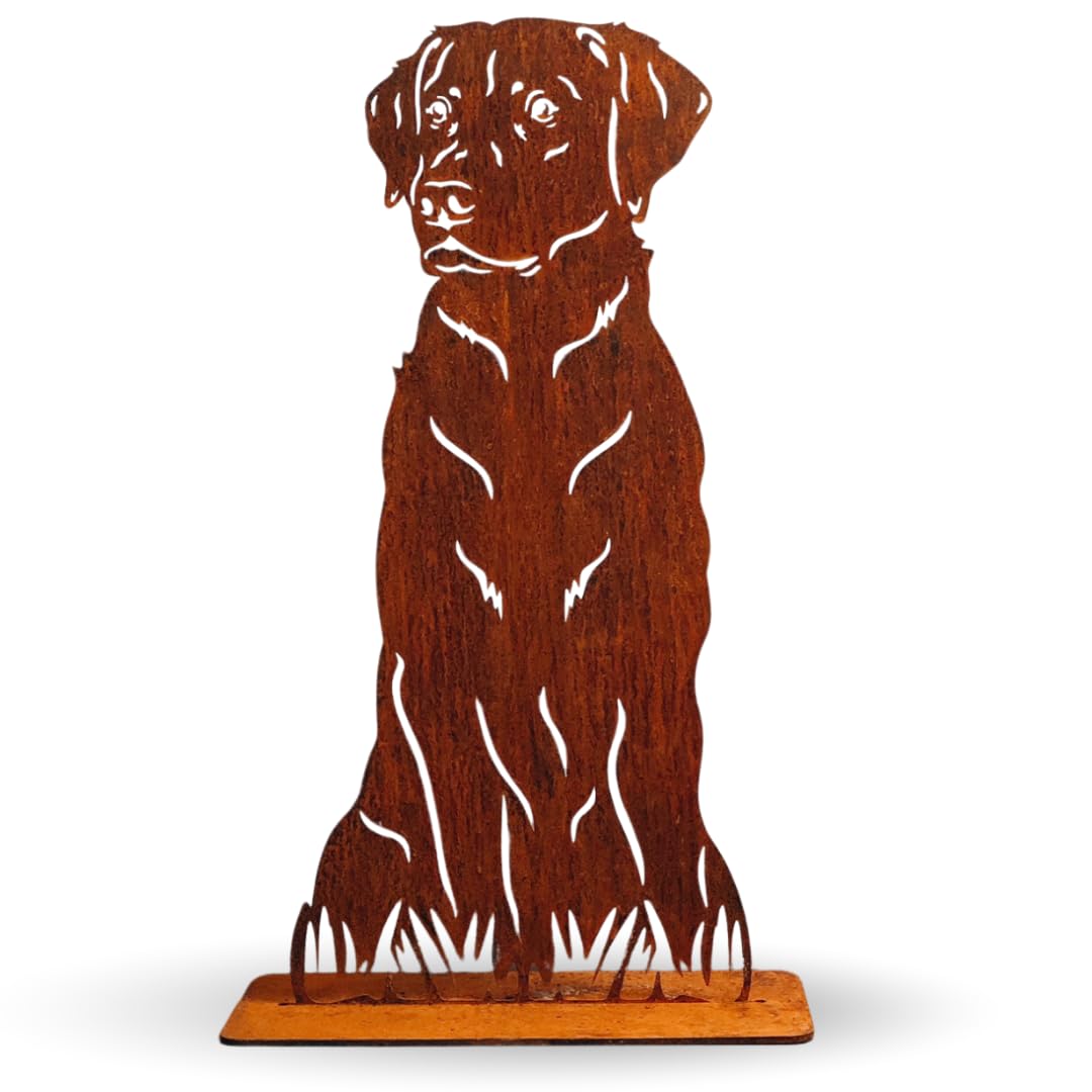Terma Stahldesign Edelrost Hund Labrador lebensgroß Metall Gartenfigur Handmade Germany wetterfest Gartendeko Tierfigur Rostfigur Geschenk Grabdeko