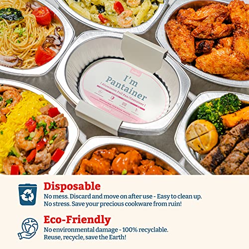 7" Oval Baking Disposable Pans (5 Pack) | Leak-Proof Heavy Duty Foil Pan | Multi-Use Deep Aluminum Loaf Pans | Microwave, Freezer, Oven-Safe Tray | Non-Stick Foil Pan For Casserole, Lasagna, Pasta #TOP6