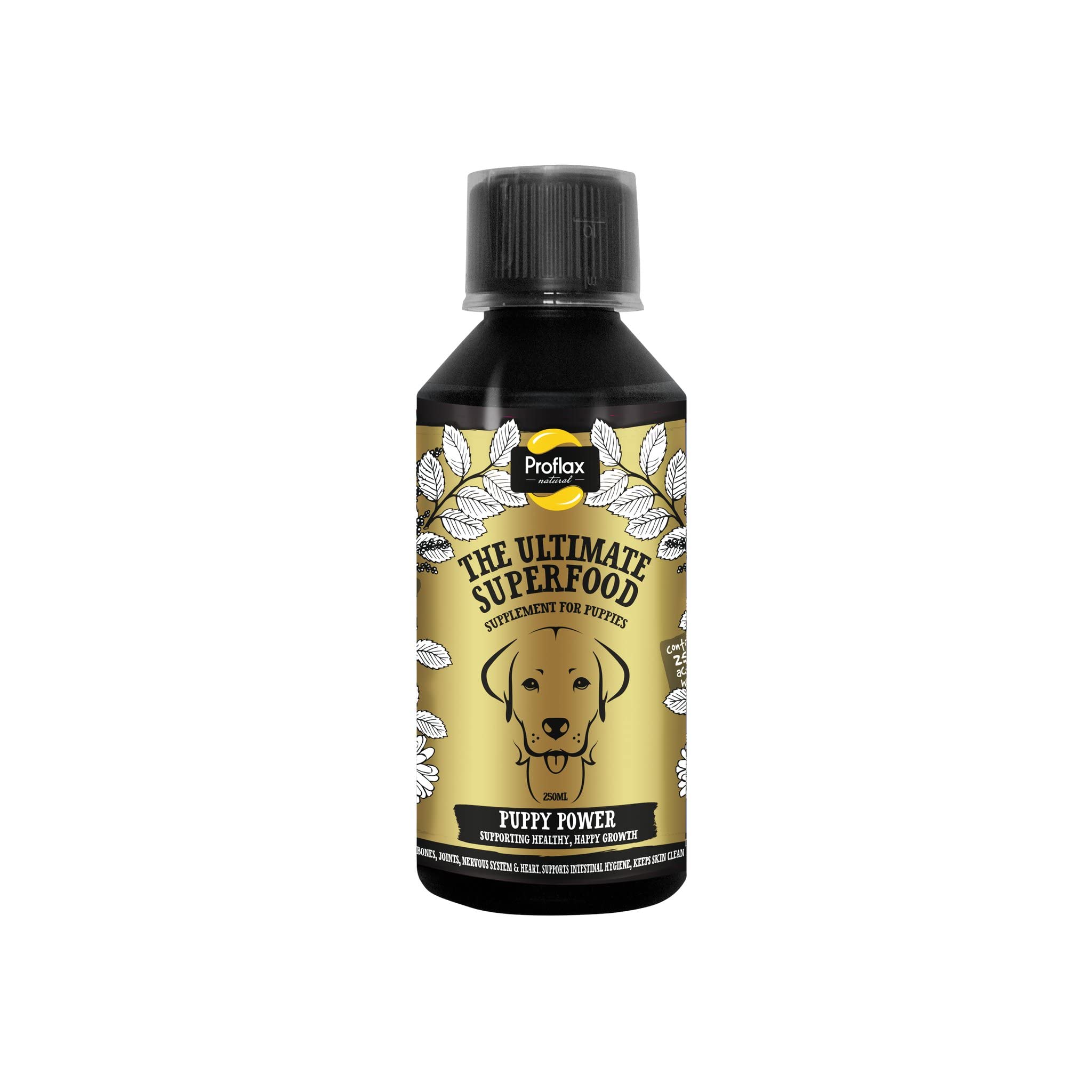 Proflax NaturalPuppy Power Supplement, 500ml - Supports Healthy Bones, Joints, Skin & Heart for Puppies - Includes Calming Properties to Support Behaviour & Training - Fast Acting & Vet Approved