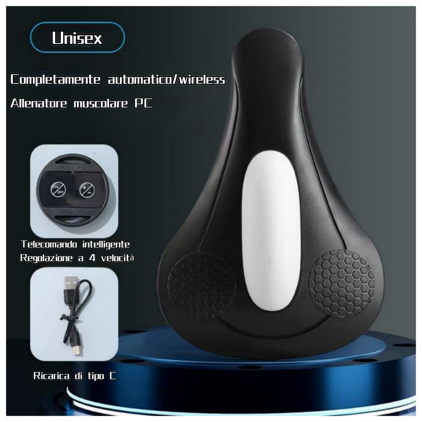 Attrezzo per l'allenamento dei muscoli del pavimento pelvico, 4 livelli di intensità, design silenzioso e discreto, unisex, ricaricabile tramite USB.