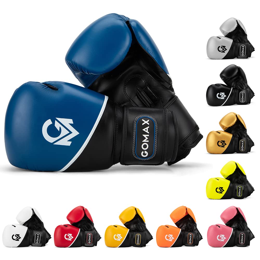 GoMax Leather Boxing Gloves 6,8,10,12,14,16 oz Boxing Gloves for Training Punching bag Sparring, Punching Boxing Bag Gloves Mitts Muay Thai Kickboxing MMA Martial Arts Workout Gloves