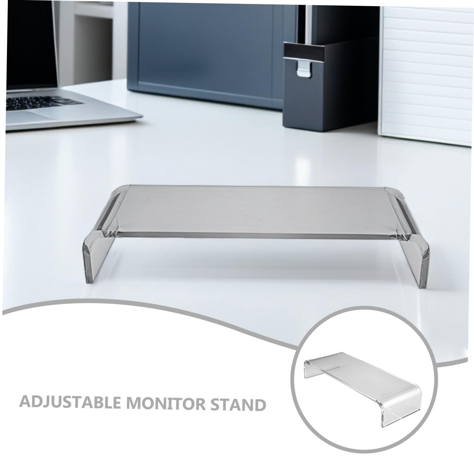 Uonlytech Supporto Alza Monitor in Acrilico Trasparente con Protezione Tastiera Resistente Rialzo per Laptop e Computer da Scrivania Miglioramento Postura e Organizzazione Ufficio