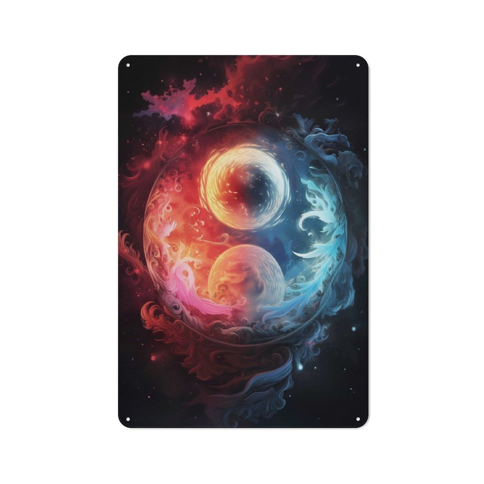 Yin Yang Cosmic Modern Vintage Metal Wall Decor 30x20cm, Office Metal Sign for Office, Study, Studio Or Hallway