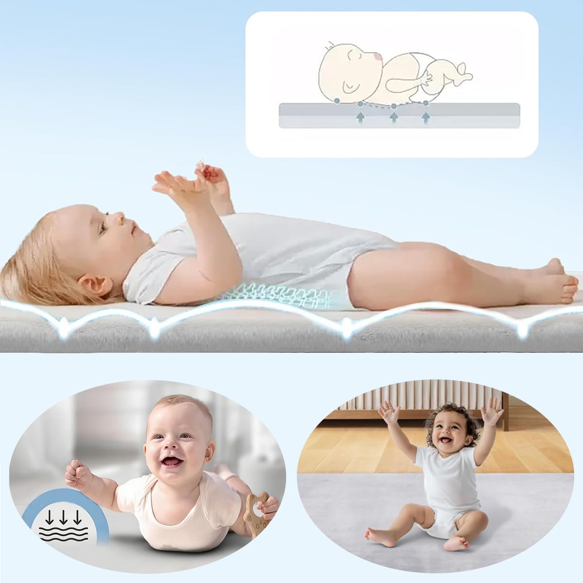 Tappeto Gioco Bambini Acolchado 2.5 cm Extra Spesso, Antiscivolo, Ideale per Pavimenti e Box Neonato, Palestra Neonati, Tappeto Tummy Time Neonati 120 x 120 cm