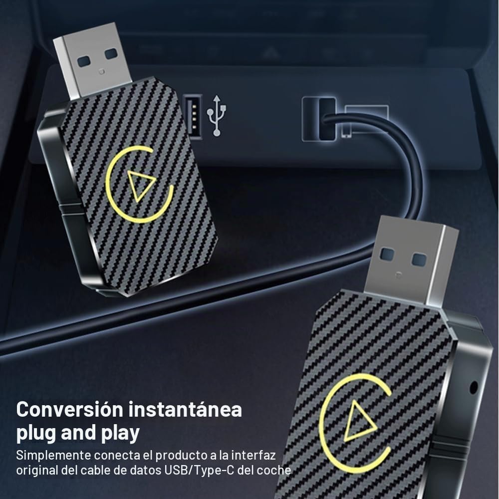 Adaptador Carplay Inalámbrico para Mercedes Benz CLA 2016 2017 2018 2019 2020 2021 2022-2025, Adaptadores Inalámbricos Carplay 2 en 1 para Android Auto, Convierte con Cable en CarPlay Inalámbrico