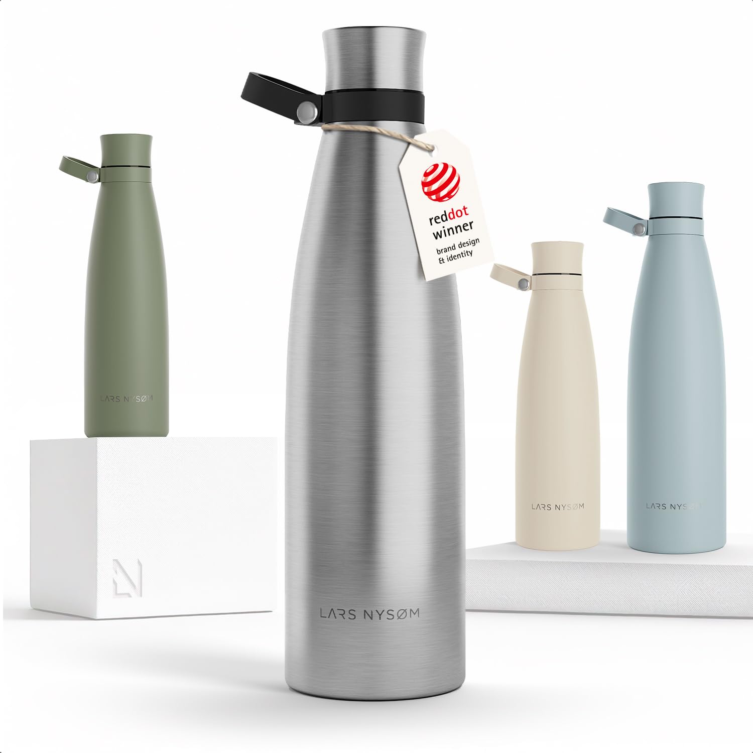 LARS NYSØM Borraccia Termica 1000ml in Acciaio Inox - Bottiglia d'Acqua | Bottiglia 12h calda 24h fredda - Bevande Calde e Acqua - Tenuta stagna Bottiglia Termica Isolata per Sport Bicicletta