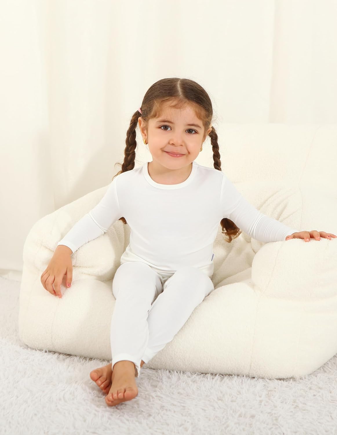 Thermal Underwear for Kids Girls Thermals Flexible Fit Top and Bottom Pajama Set Girl Long Johns Base Layer