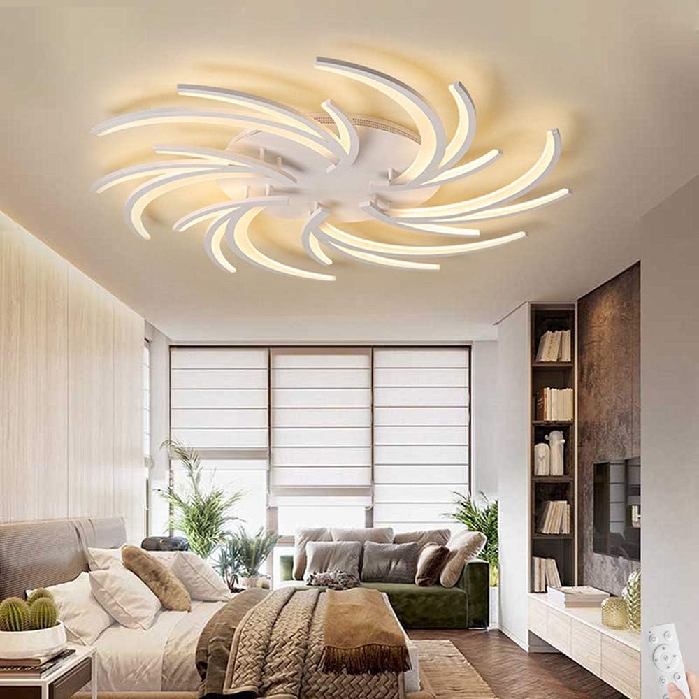 Modern LED Flush Mount Ceiling Light Fixture with Remote Acrylic Dandelion Close to Ceiling Chandelier Lighting Dimmable for Bedroom Dining Room Kitchen (5 Lights, Stepless Dimming) D(Stepless Dimm