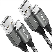 etguuds 3ft USB A to USB C Cable 2-Pack, 18W Fast Charging Nylon Braided for Samsung S25 S24 A15, iPhone 16 15, Moto Pixel - Gray