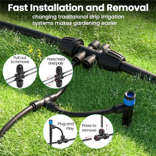 MIXC Drip Irrigation System,Quick Connector Garden Watering System Automatic Sprinkler System Kit for Lawn Raised Bed Greenhouse Plant Watering System (16FT Main Tube+ 79FT 1/4'' Tube) - Image 5