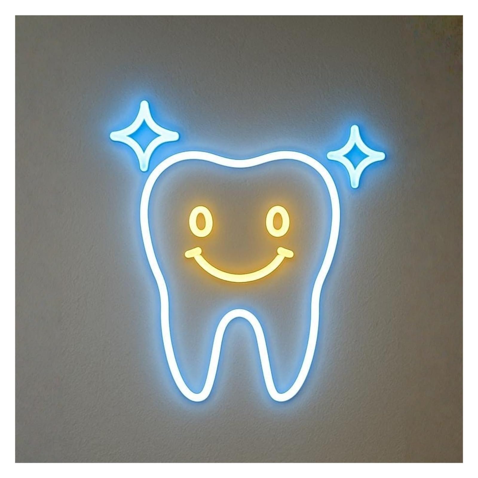 RONGCH Hanging Art Signs Tooth Smile Neon Sign LED Light Dimmable USB Powered for Dental Dentist Office Business Wall Decor 38cm