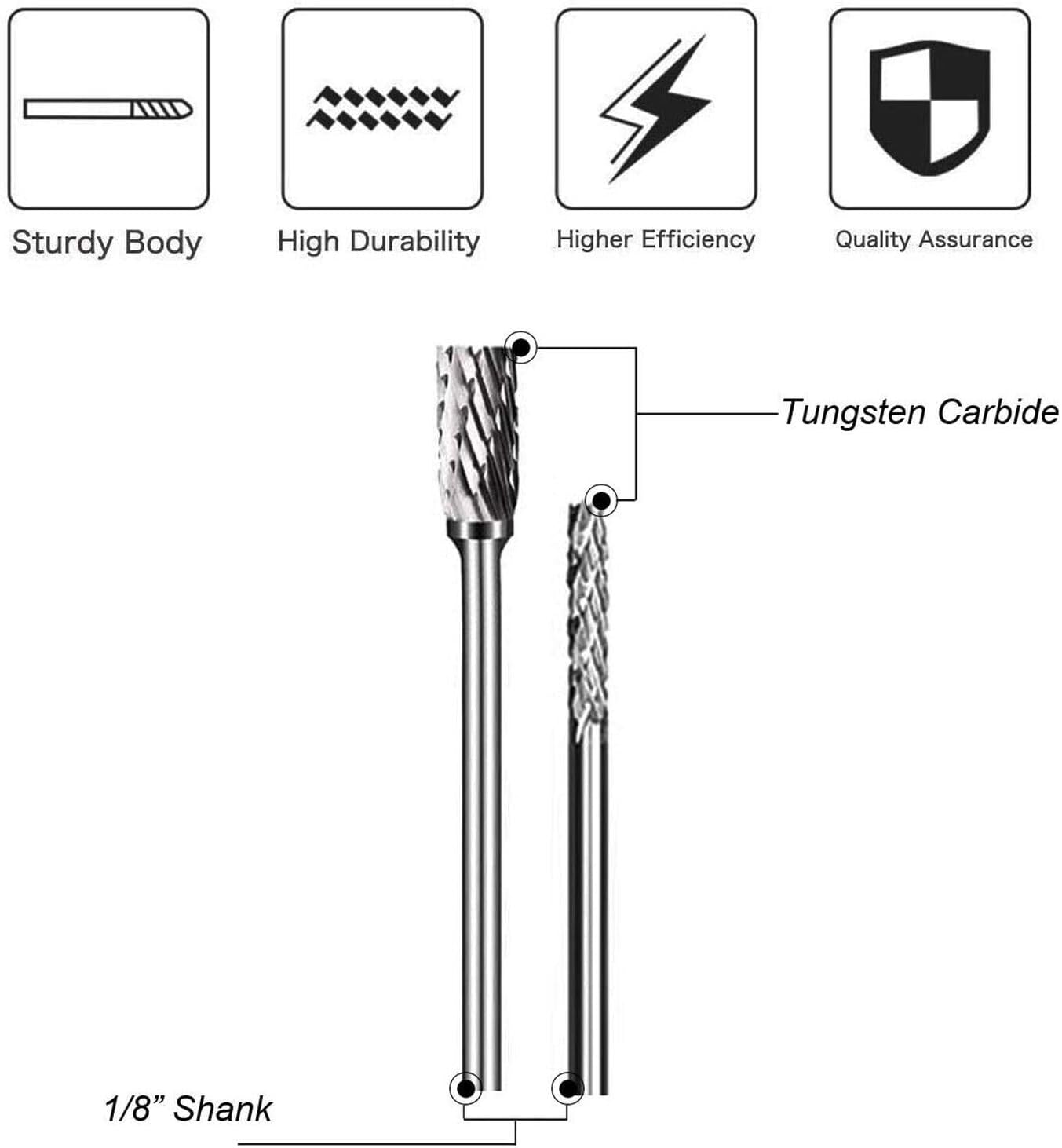 Tungsten Carbide Burr Set Rotary File Rasp 1/8 & 1/4 Cutting Head Die Grinder