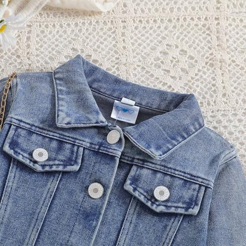 JEATHA Little Big Girls Embroidered Jean Jacket Long Sleeve Button Down Denim Coat Sisster Matching Outerwear4