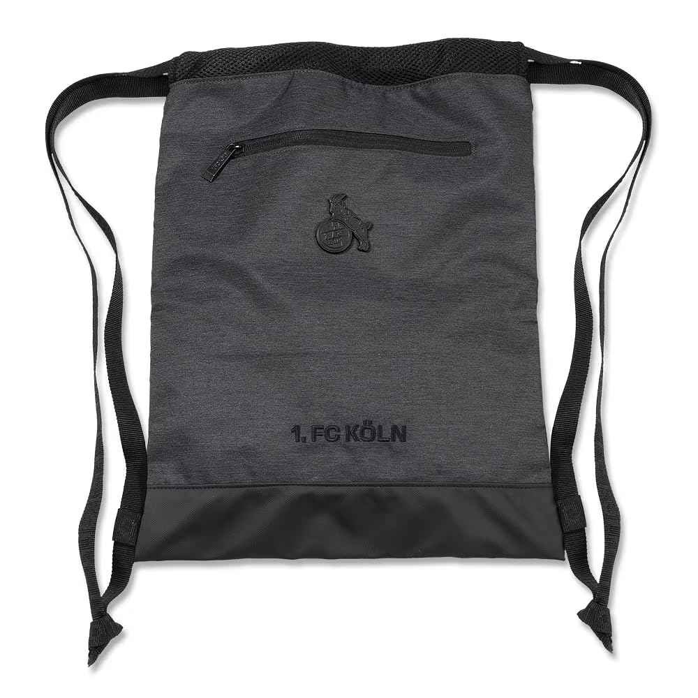 1. FC Köln Sportbeutel Anthrazit – Offizieller Turnbeutel mit Logo – Fußball Gym Bag für Training, Schule & Freizeit – Kordelzug Rucksack Fanartikel FC Köln