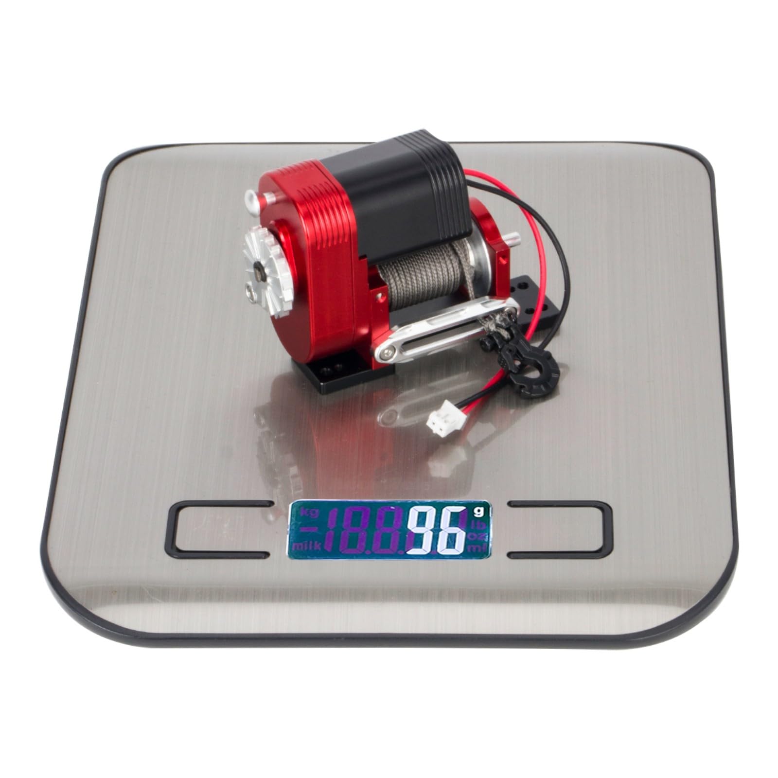 Aluminum Simulated 8274 Vertical Winch 6-12.4V 50lbs Load Capacity for 1/10 RC Crawler Car Axial SCX10 TRX4 RC4WD Upgrade Parts (Red