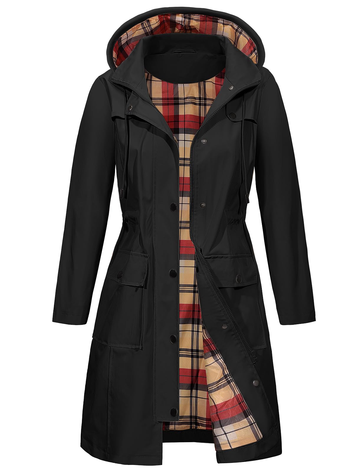 heekpek Veste Femme Imperméable à Capuche Longue Manteau de Pluie Legere Trench Capuche Femme Poncho Pluie Impermeable Coupe Vent Printemps Été Automne