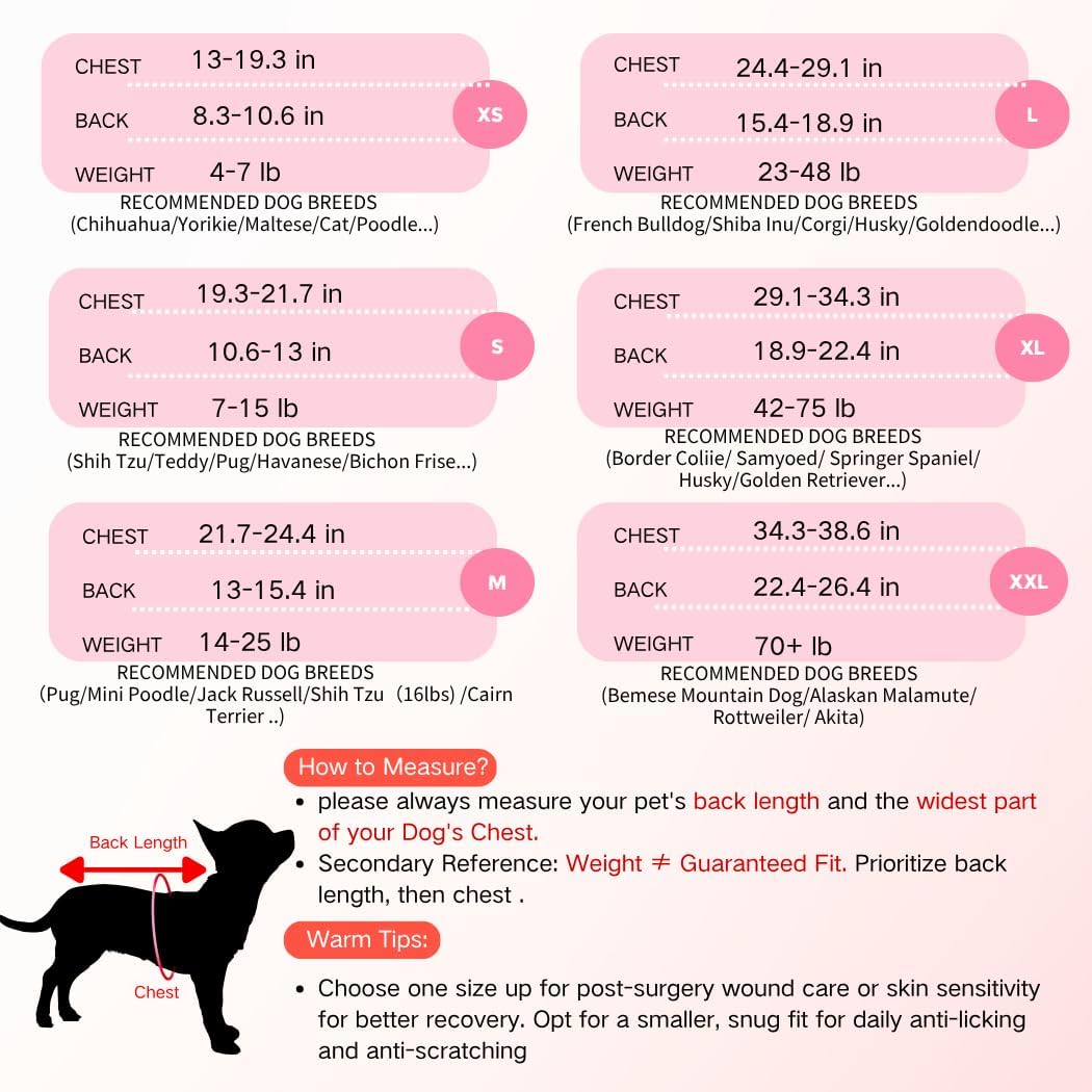 Dog Surgery Recovery Suit, E-Collar & Cone Alternative, Surgical Onesie for Dogs Female Male After Spayed Neutered, Soft Body Suits Post Spay Neuter, Large Pet Anti Licking Abdominal Wounds Onsie, XXL
