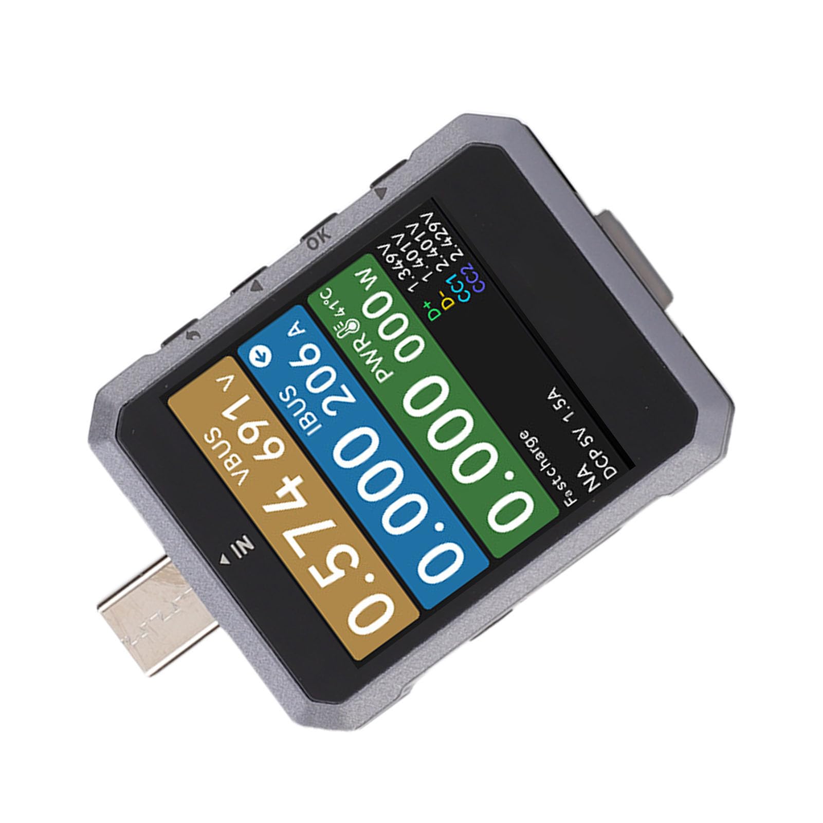 FTVOGUE Tester USB C, ABS Miernik Mocy USB C z detekcją PD3.1, 4 do 50 V 0 do 6,5 A 240 W Śledzenie Pojemności i Energii, dla Inżynierów Hobbystów Naprawa Telefonów Laboratoryjnych Testowanie