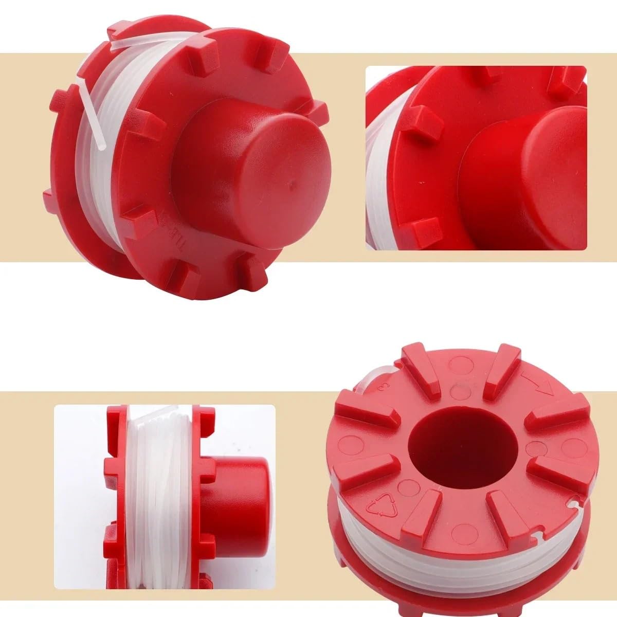 Bobine de coupe à bobine de ligne rouge, 4 pièces, for Einhell Rasentrimmer, for GE-CT 36/30 Li E SOLO, for AGILLO 36/255 BL, for AGILLO 18/20