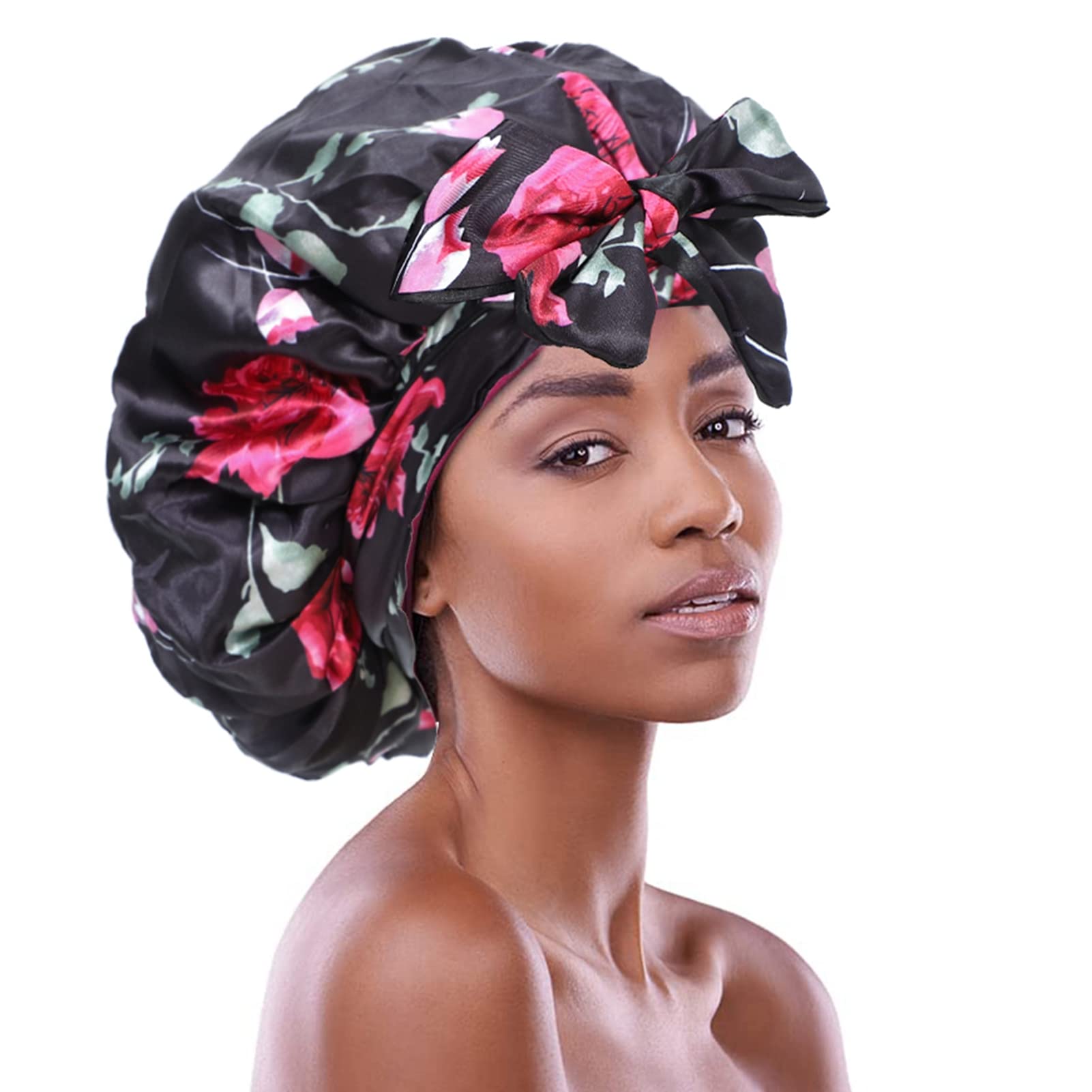 Silk Hair Bonnet for Sleeping Satin Bonnets for Black Women, Extra Large Bonnet for Braids with Tie Band
