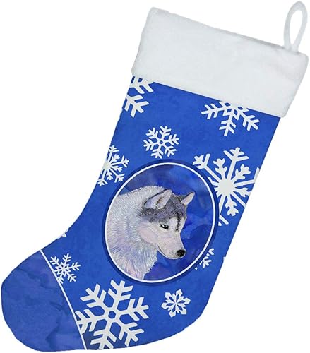 Miniatura 2 de Caroline's Treasures Siberian Husky copos de nieve de invierno calcetines de Navidad para chimenea, medias colgantes para la temporada de Navidad,