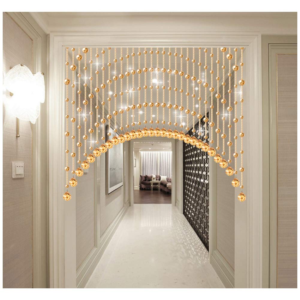 Rideaux de perles de verre cristal pour separer le salon sans perdre la lumière