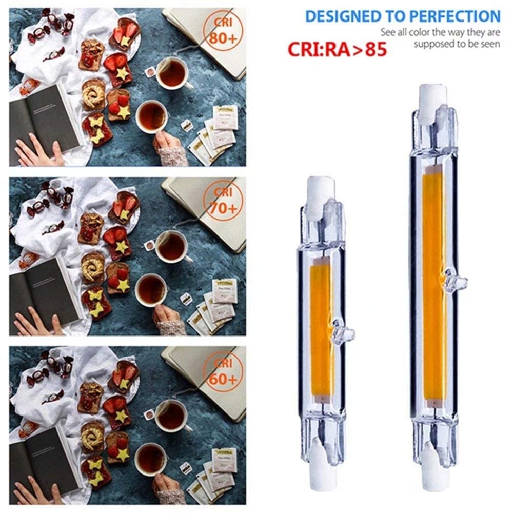 Ampoule COB à Tube de Verre LED R7S, Ampoule LED à intensité Variable R7S, Lampe à maïs 78MM 20W R7S J118 remplace la lumière halogène pour la Lampe de projecteur de Plafond (Paquet de 4)