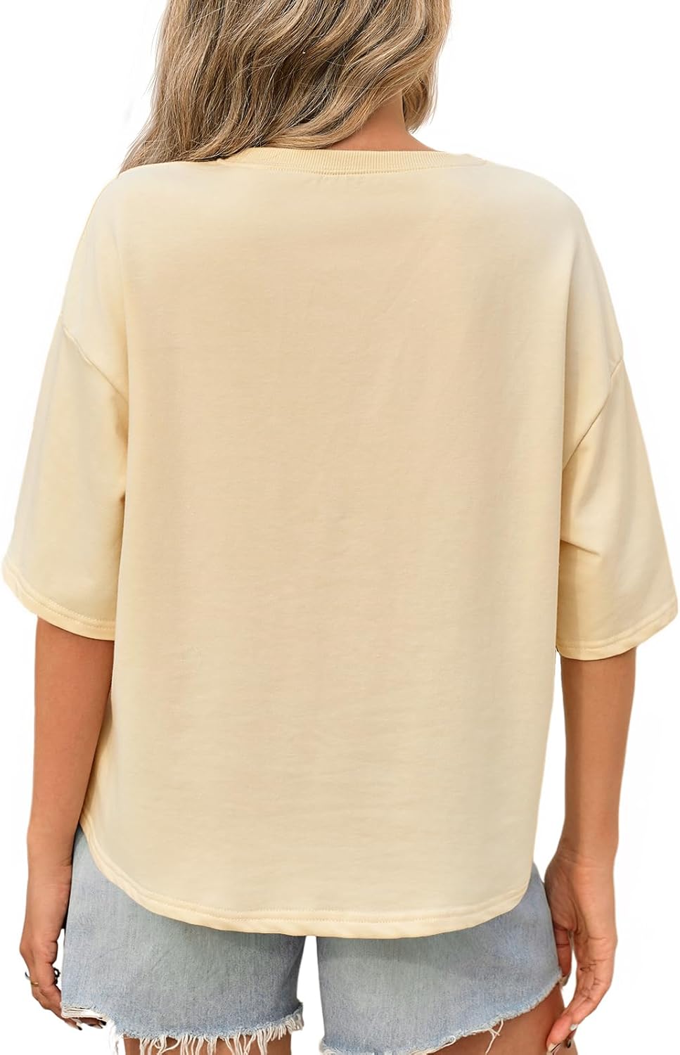 Tankaneo Womens Oversized Tshirts 3/4 Sleeve Drop Shoulder Tops Summer Casual Loose Fit Basic Tee Shirts - Image 6