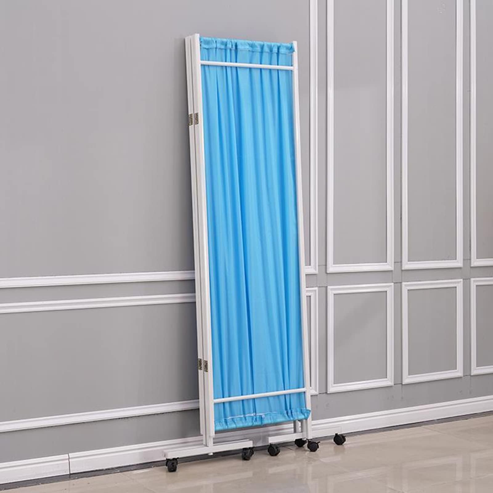 Schermo divisorio Medico Pieghevole a 4 Pannelli, Schermo per la Privacy per ospedali e cliniche con Pannelli Blu, Design Pieghevole e Mobile, Schermo divisorio Medico Regolabile e pieghevol