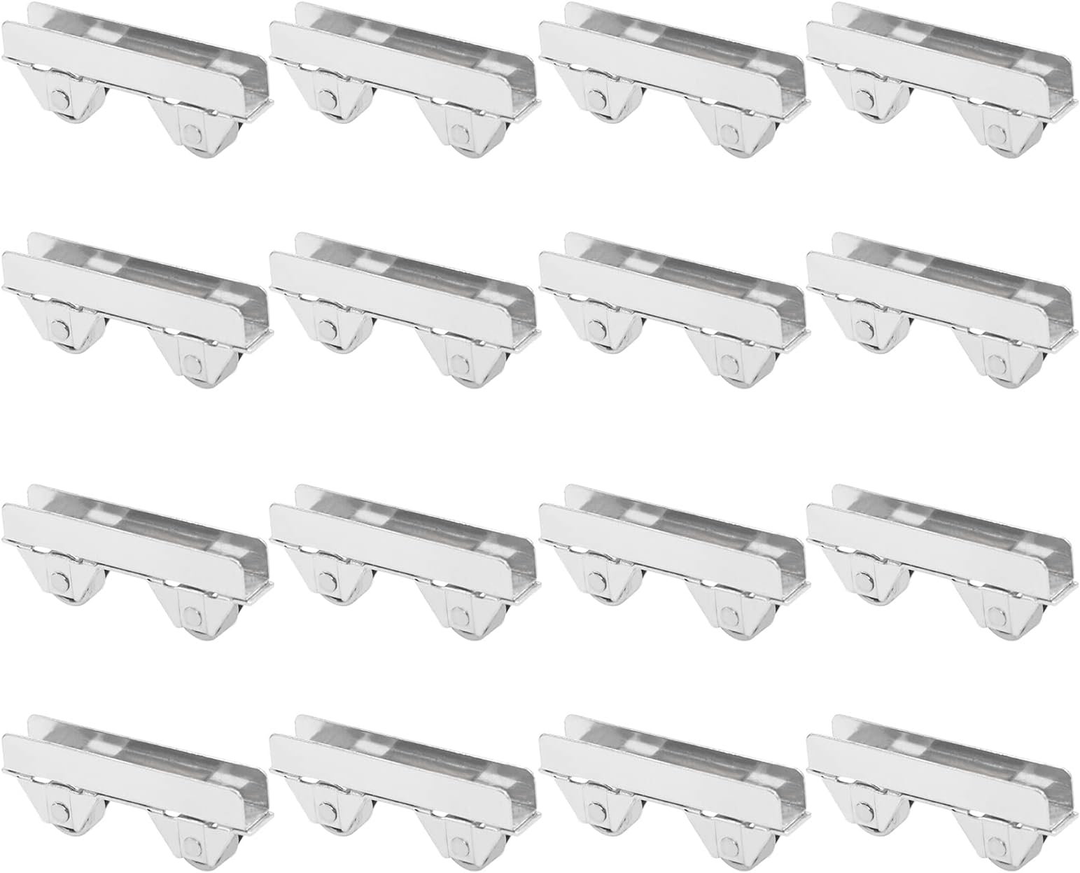 Glass Door Wheel Clamp, 16Pcs Silver Steel Glass Door Sliding Rollers Clamp Heavy Duty Showcase Glass Sliding Door Wheel Pulley Clamp for 5-6mm Thick Glass Doors
