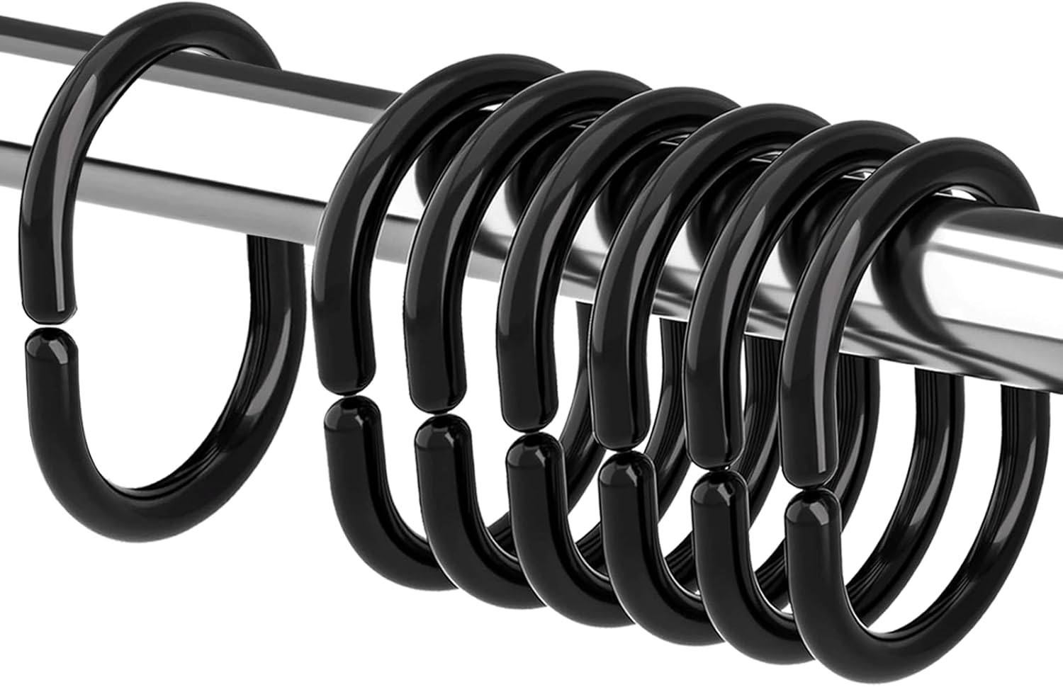 Amazon.com: Plastic Shower Curtain Rings, 24 Pcs Black Shower Curtain ...