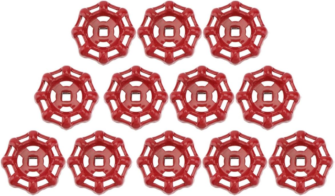 PRETYZOOM 12pcs Red Cast Iron Ball Hand Wheel Shutoff Handles Metal Water Fittings Gate Valve Handles for Industrial and Plumbing Use