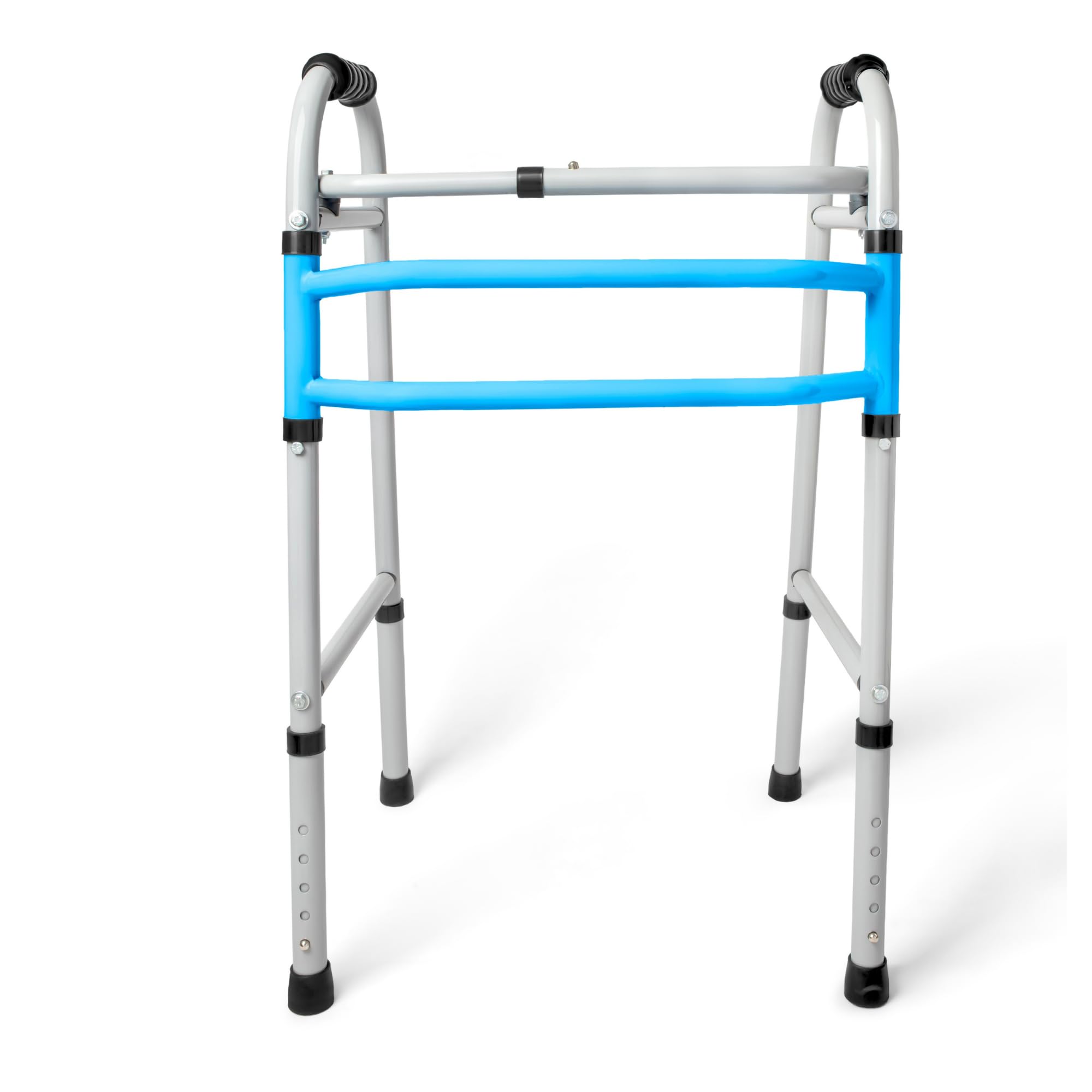 SIR-G Foldable M.S Steel Walker for Elderly & Disabled Adults | Adjustable Height Walking Aid Frame | Lightweight & Enhances Safety with Anti-Slip Legs | Medical Mobility Walker for Senior Citizens-image-1