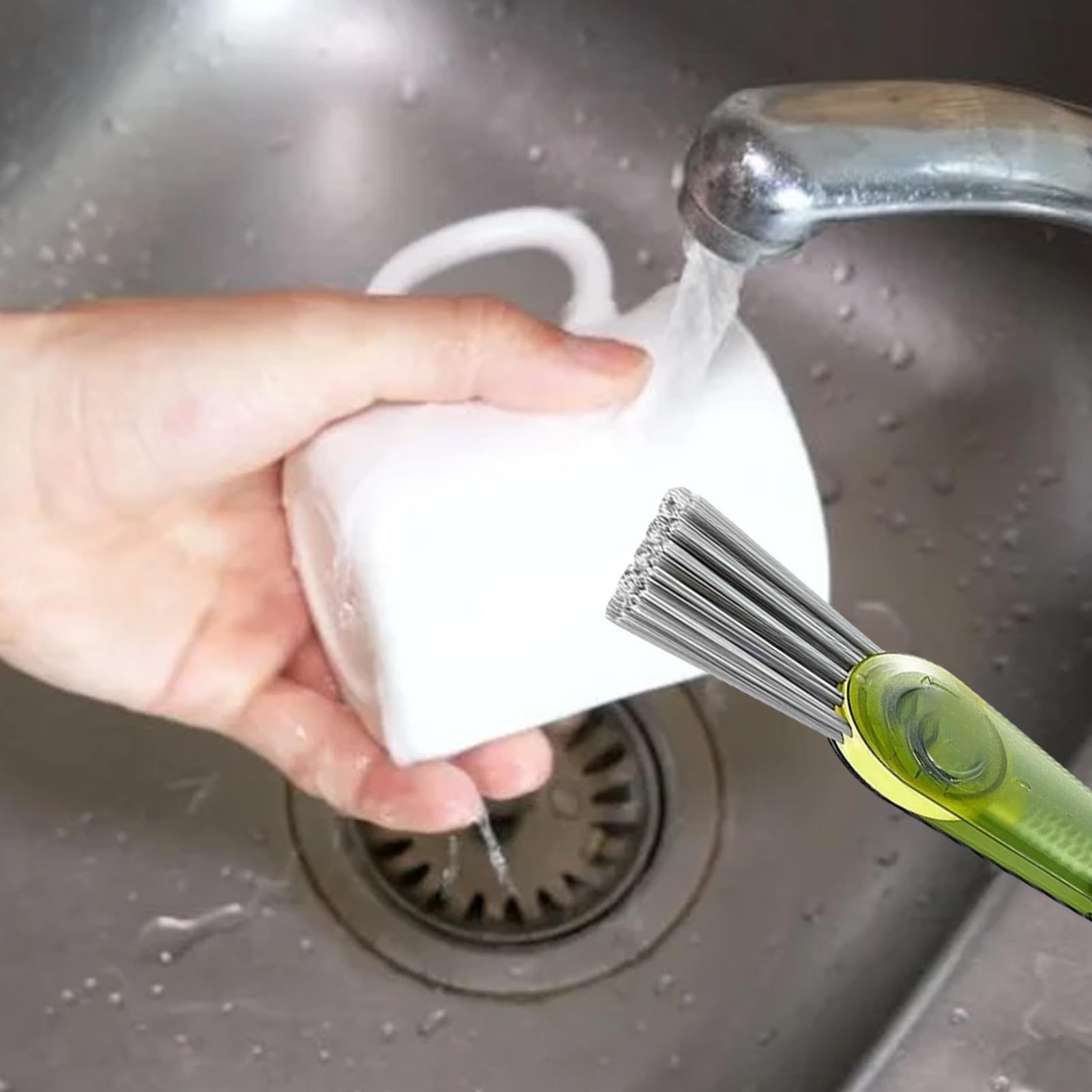 BSMstone Mini Reinigungsbürste 3-in-1 Für Flaschen & Becher - Fugendüse Set