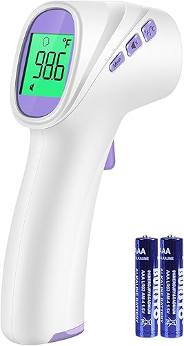 Miniatura 8 de Termómetro de frente para adultos, niños y bebés, termómetro digital sin contacto con pantalla de retroiluminación LCD, alarma de fiebre y lectura