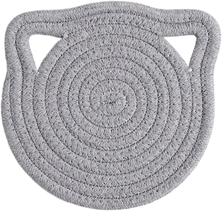 Office Teacup Decorative Mat Day Rope Woven Placemat Hanging Insulation Home Kitchen Table Series Coasters(Gray)