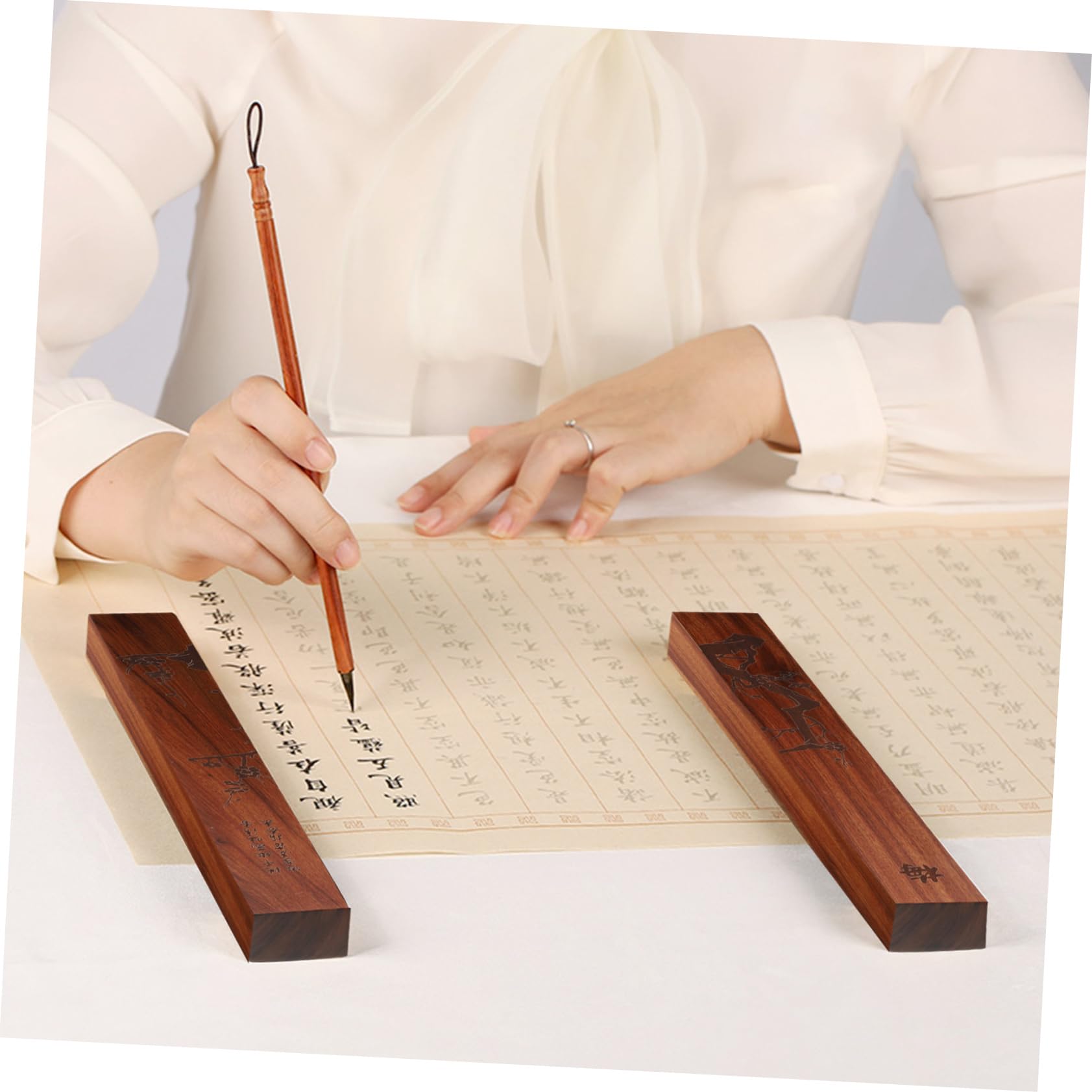 Yardwe 2pezzi Fermacarte Legno Per Calligrafia Da Legno Di Ziziphus Design Elegante Per Scrittura e Disegno Facile Da Pulire e Resistente Accessorio Per Artisti e Studenti Di Calligrafia