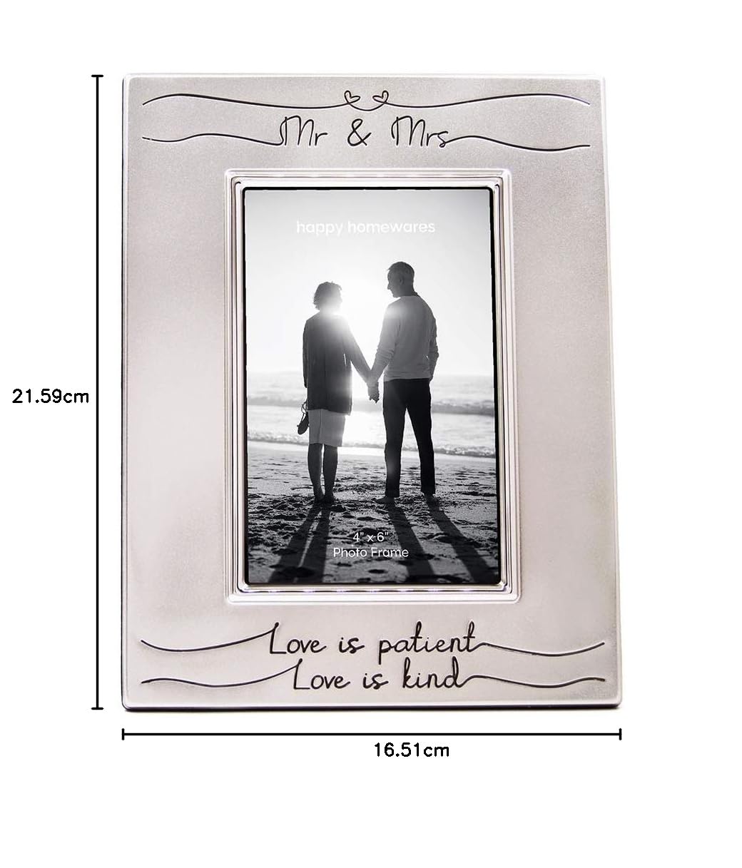 Haysom Interiors Piękna dwukolorowa posrebrzana ramka na zdjęcia Mr & Mrs 10 cm x 15 cm z czarnym aksamitem | Unikalny i przemyślany pomysł na prezent