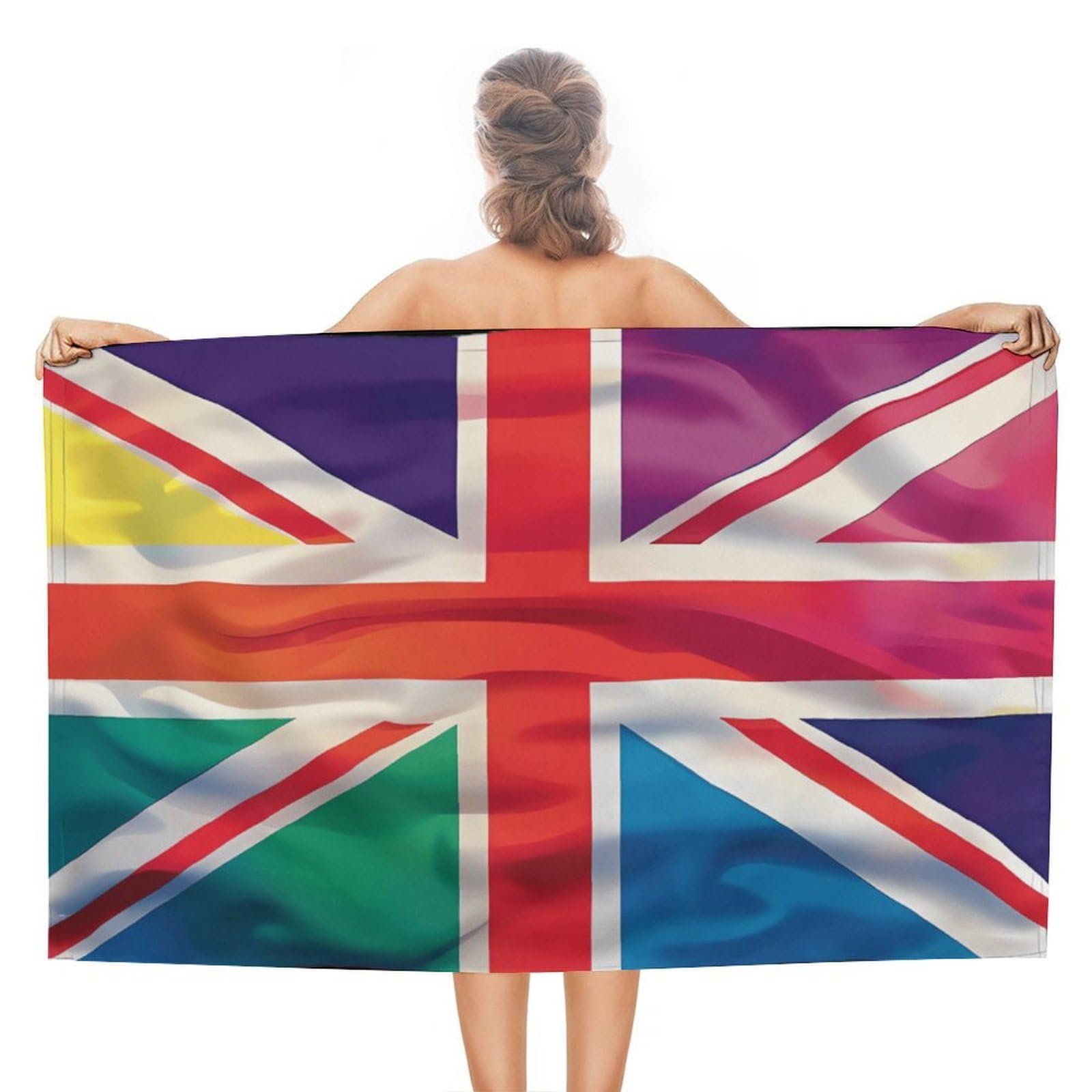 CGSBNGHA Proud Union Jack Rainbow UK Flag Beach Towels Soft Bathroom Bath Pool Swim Towels for Women Men