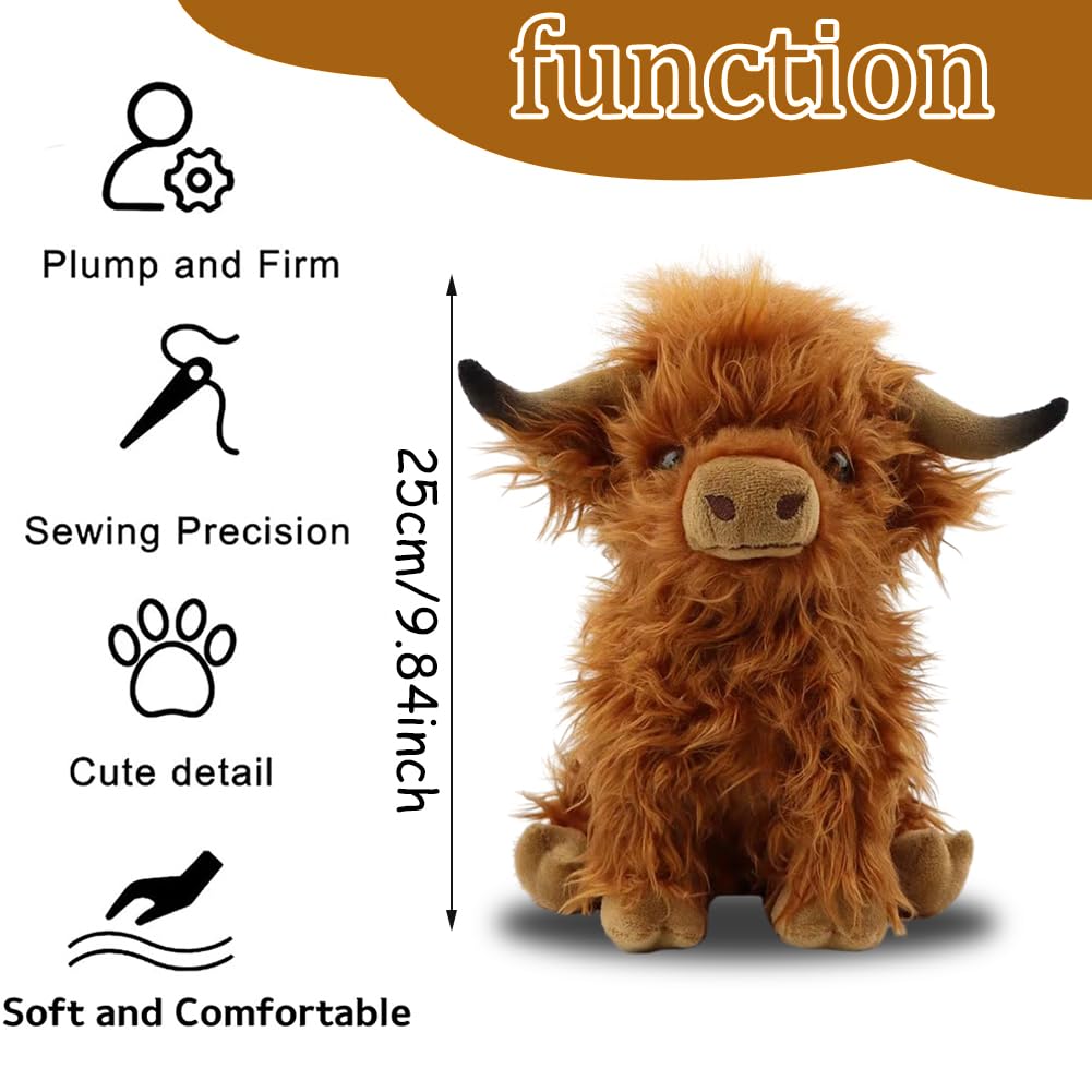 FaLkiN Highland Stuffed Animal Doll, Cow Plush Doll, Plush Highland Cow, Animal Throw Plushie Pillow Doll - Image 2