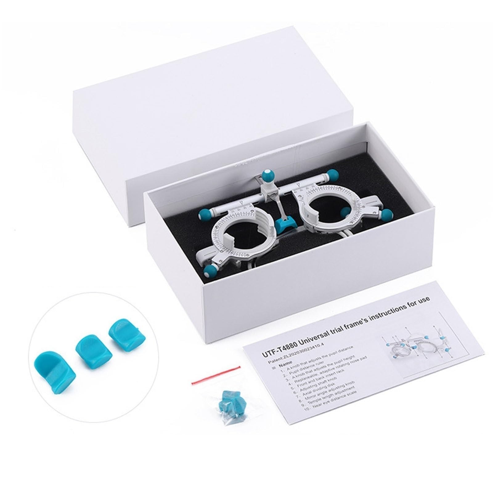 Regulowana optyczna oprawka próbna PD 48-80mm, optyczna oprawka próbna Uniwersalna optyczna ramka próbna, 50g ultralekka soczewka testowa optometryczna Tytanowy okular optyczny