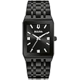 Men's Modern Diamond Quadra Quartz Black Stainless Steel Watch, Black Dial Style:98D164